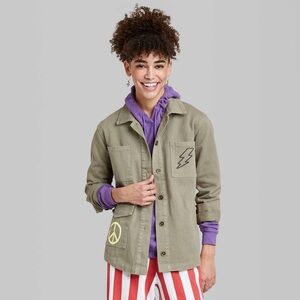 Women's Ascot + Hart Utility Graphic Shirt Jacket in Olive - Large